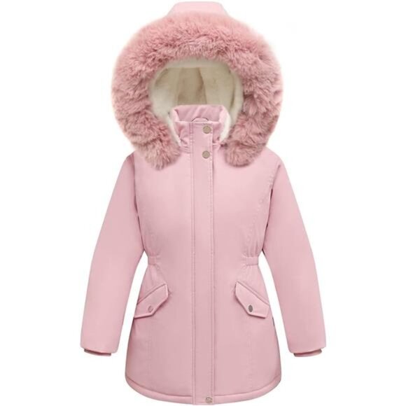Kids Long Coat Waterproof Winter Warm Parka Puffer Jacket with Hood - Picture 7 of 9